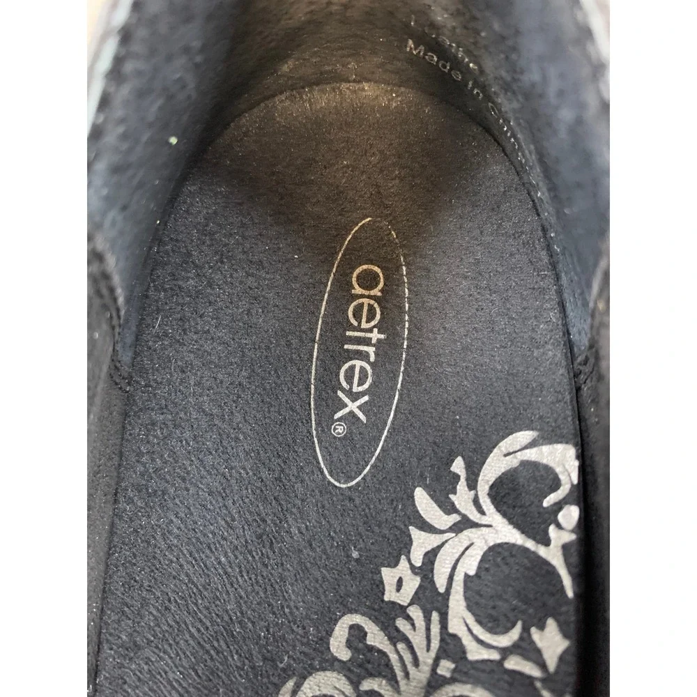 Aetrex Women's Black Leather Textured 8.5 Oxford Shoes Comfort Comfort Shoes